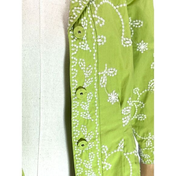 Coldwater Creek Blazer Jacket Green White Floral Embroidery Size 10 - Picture 14 of 17